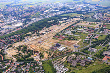Vue aérienne de Développement du campus universitaire Nord Am Galgenberg avec la résidence étudiante Landsteinerstraße 3 et la faculté de philosophie de l'université Julius-Maximilians Würzburg à le quartier Frauenland in Würzburg dans le département Bavière, Allemagne
