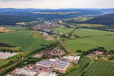 Vue aérienne de Zone industrielle Et d. Salzbrücke avec Kündig Nahrungsmittel GmbH & Co. KG et Astaxa GmbH à Ritschenhausen dans le département Thuringe, Allemagne