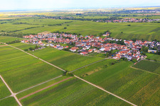 Vue aérienne de Vue de la ville depuis le nord-ouest entre les vignes à Roschbach dans le département Rhénanie-Palatinat, Allemagne