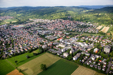 Vue aérienne de Champs agricoles et terres agricoles à Hemsbach dans le département Bade-Wurtemberg, Allemagne