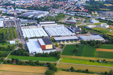 Vue aérienne de Weinheimer Leder GmbH et Freudenberg Performance Materials à Weinheim dans le département Bade-Wurtemberg, Allemagne