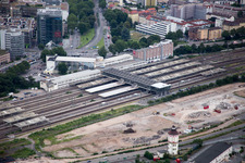 Vue aérienne de Gare centrale à le quartier Weststadt in Heidelberg dans le département Bade-Wurtemberg, Allemagne