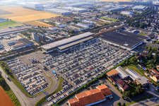 Vue aérienne de Frankenbach Automobil Logistik GmbH à Biebesheim am Rhein dans le département Hesse, Allemagne