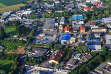 Vue aérienne de Zone commerciale Zeppelinstraße avec AS Trägerde Ideen GmbH et mosquée Bensheim (mosquée Bashier) à Bensheim dans le département Hesse, Allemagne