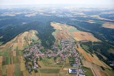Vue aérienne de Champs agricoles et surfaces utilisables à Donsieders dans le département Rhénanie-Palatinat, Allemagne