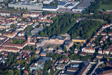 Vue aérienne de Château vu de l'est à Bruchsal dans le département Bade-Wurtemberg, Allemagne