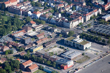 Vue aérienne de Ancien abattoir à le quartier Oststadt in Karlsruhe dans le département Bade-Wurtemberg, Allemagne