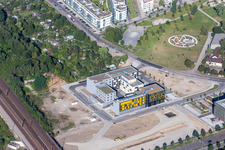 Vue aérienne de Parc municipal, Zimmerstr à le quartier Südstadt in Karlsruhe dans le département Bade-Wurtemberg, Allemagne