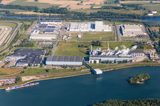 Vue aérienne de Installations techniques dans la zone industrielle de la zone industrielle de Wörth-Oberwald à Wörth am Rhein dans le département Rhénanie-Palatinat, Allemagne
