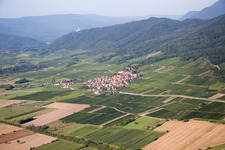 Vue aérienne de Champs agricoles et terres agricoles à Dieffenthal dans le département Bas Rhin, France