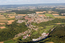 Vue aérienne de Champs agricoles et terres agricoles à Kirchberg an der Murr dans le département Bade-Wurtemberg, Allemagne