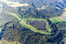 Vue aérienne de Zones riveraines du lac Weitennied à le quartier Orsingen in Orsingen-Nenzingen dans le département Bade-Wurtemberg, Allemagne