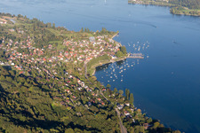 Vue aérienne de Zones riveraines du lac Inférieur en Wangen à le quartier Wangen in Öhningen dans le département Bade-Wurtemberg, Allemagne