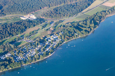Vue aérienne de Camping William à le quartier Niederzell in Reichenau dans le département Bade-Wurtemberg, Allemagne