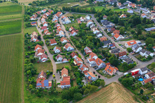 Vue aérienne de Nouvelle zone de développement à Satz. À Erbsenfeld à le quartier Mörzheim in Landau in der Pfalz dans le département Rhénanie-Palatinat, Allemagne