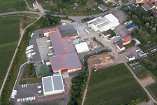 Vue aérienne de Adam Theis GmbH - légumes frais depuis 1875 à le quartier Niederhochstadt in Hochstadt dans le département Rhénanie-Palatinat, Allemagne