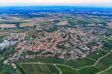 Vue aérienne de Vue d'ensemble de la ville depuis l'ouest à Guntersblum dans le département Rhénanie-Palatinat, Allemagne