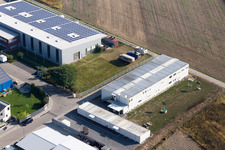 Vue aérienne de Règlement de conteneurs à le quartier Rußheim in Dettenheim dans le département Bade-Wurtemberg, Allemagne