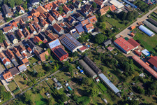 Vue oblique de Halles agricoles à Ettenbaum à Kandel dans le département Rhénanie-Palatinat, Allemagne