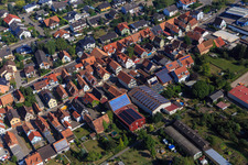 Halles agricoles à Ettenbaum à Kandel dans le département Rhénanie-Palatinat, Allemagne vue d'en haut