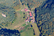 Vue aérienne de Bio-Gasthof Bärenbrunnerhof à Busenberg dans le département Rhénanie-Palatinat, Allemagne