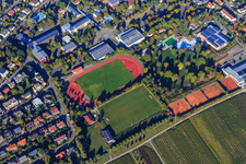 Vue aérienne de Terrains de sport du SpVgg 1920 Bad Bergzabern eV au Rebmeerbad Bad Bergzabern à Bad Bergzabern dans le département Rhénanie-Palatinat, Allemagne