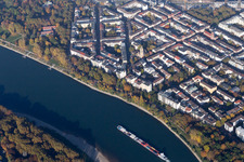 Vue aérienne de Stephanienufer à le quartier Lindenhof in Mannheim dans le département Bade-Wurtemberg, Allemagne