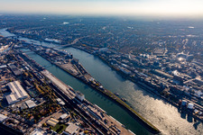 Vue aérienne de Port de Mannheim à le quartier Innenstadt in Mannheim dans le département Bade-Wurtemberg, Allemagne
