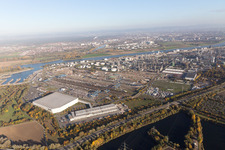 Vue oblique de Nord à le quartier BASF in Ludwigshafen am Rhein dans le département Rhénanie-Palatinat, Allemagne