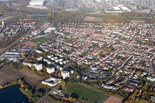 Quartier Oppau in Ludwigshafen am Rhein dans le département Rhénanie-Palatinat, Allemagne d'en haut