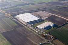 Vue aérienne de Chantier pour la construction d'un nouveau complexe immobilier sur le site du centre logistique Inc. à le quartier Eppstein in Frankenthal dans le département Rhénanie-Palatinat, Allemagne