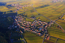 Vue aérienne de Village viticole au bord du Haardt aux couleurs d'automne du sud à Gleisweiler dans le département Rhénanie-Palatinat, Allemagne