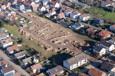 Vue aérienne de Chantier pour construire une nouvelle zone résidentielle (Palatinat) à le quartier Hayna in Herxheim bei Landau dans le département Rhénanie-Palatinat, Allemagne