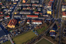 Vue aérienne de Boutiques sur Lindenstr à Bad Füssing dans le département Bavière, Allemagne
