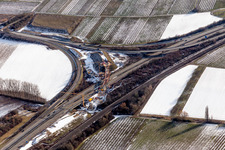 Vue aérienne de Les hivers enneigés à le quartier Dammheim in Landau in der Pfalz dans le département Rhénanie-Palatinat, Allemagne