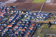 Nouvelle zone de développement Im Holderbusch à Minfeld dans le département Rhénanie-Palatinat, Allemagne vue d'en haut