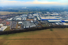 Vue aérienne de Zone industrielle de Landau Est du nord avec Rose Druck GmbH, RONAL GmbH et APL Automobil-Prüftechnik Landau GmbH à Landau in der Pfalz dans le département Rhénanie-Palatinat, Allemagne