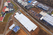 Photographie aérienne de Parc industriel W II avec emballage transparent Weber GmbH à Herxheim bei Landau dans le département Rhénanie-Palatinat, Allemagne