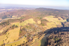 Vue aérienne de Surface de la maison de vacances Unter-Ostern à Formbach à le quartier Unter-Ostern in Reichelsheim dans le département Hesse, Allemagne