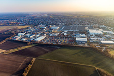 Vue aérienne de Zone industrielle du nord à Bürstadt dans le département Hesse, Allemagne