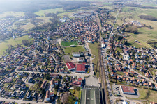 Vue aérienne de Mertzwiller dans le département Bas Rhin, France