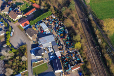 Vue aérienne de Zone industrielle Am Weidensatz avec Dafferner à Bellheim dans le département Rhénanie-Palatinat, Allemagne