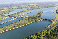 Photographie aérienne de Iffezheim, écluse à Roppenheim dans le département Bas Rhin, France