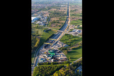 Vue aérienne de Chantier de construction du tunnel ferroviaire de Züblin à Ötigheim dans le département Bade-Wurtemberg, Allemagne