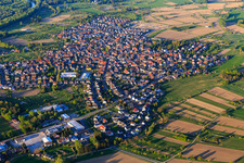 Vue aérienne de Vue des prairies du Rhin depuis le sud à Au am Rhein dans le département Bade-Wurtemberg, Allemagne