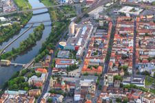 Vue aérienne de Zone commerciale ECE avec Stadtgalerie Schweinfurt et MediaMarkt Schweinfurt City à Schweinfurt dans le département Bavière, Allemagne