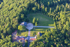 Vue aérienne de Ferme dans la forêt à Abtswind dans le département Bavière, Allemagne