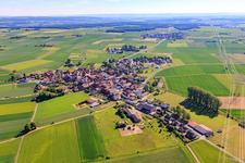 Photographie aérienne de Vue du village depuis l'ouest à le quartier Dürrfeld in Grettstadt dans le département Bavière, Allemagne