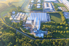 Vue oblique de Saint-Gobain Isover G+H AG dans la zone industrielle Am Flugplatz à Speyer dans le département Rhénanie-Palatinat, Allemagne