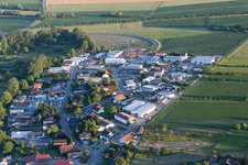 Vue aérienne de Zone commerciale Krautstückerweg à le quartier Liedolsheim in Dettenheim dans le département Bade-Wurtemberg, Allemagne